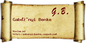 Gabányi Benke névjegykártya